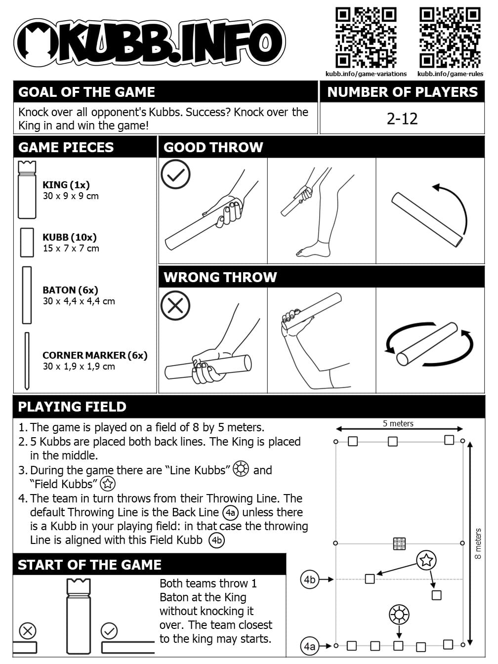 game explanation instruction manual to play kubb game in pdf download a4 page 1